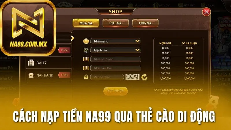 Cách nạp tiền Na99 từ các giao dịch qua thẻ cào di động 